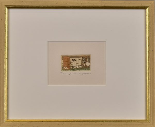 Small etching framed - crows